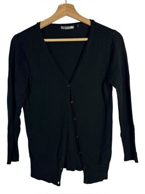Boutique MAK Black Button Down V-Neck Cardigan Sweater S